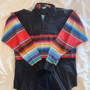 Rare Vintage Roper Rodeo Sunrise Striped Quarter Button Men's Shirt - Medium